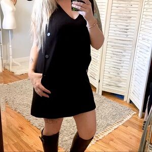 MIXXO | Black Sleeveless Button Jumper Dress